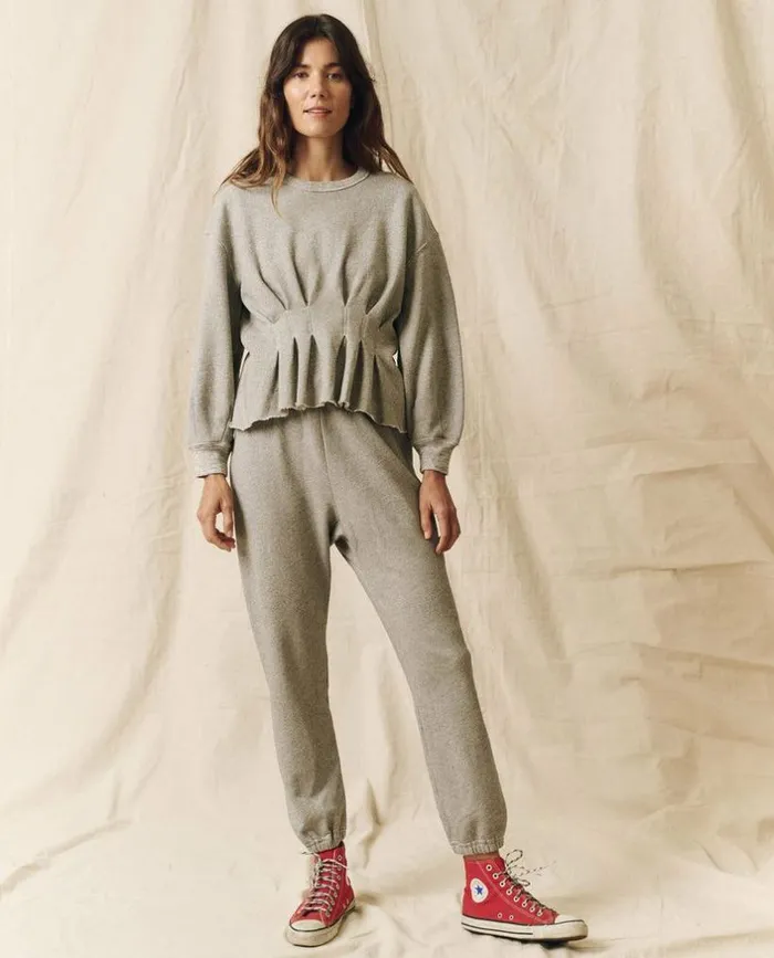 Tees and Sweats The Great The Corset Sweatshirt Varsity Grey