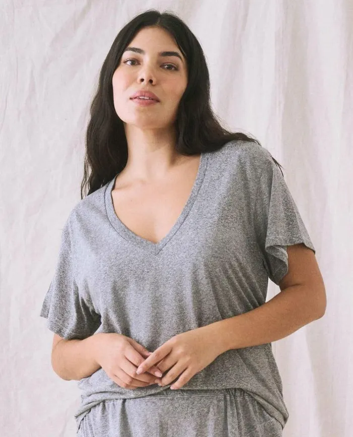 Tees and Sweats The Great The VNeck Tee Heather Grey