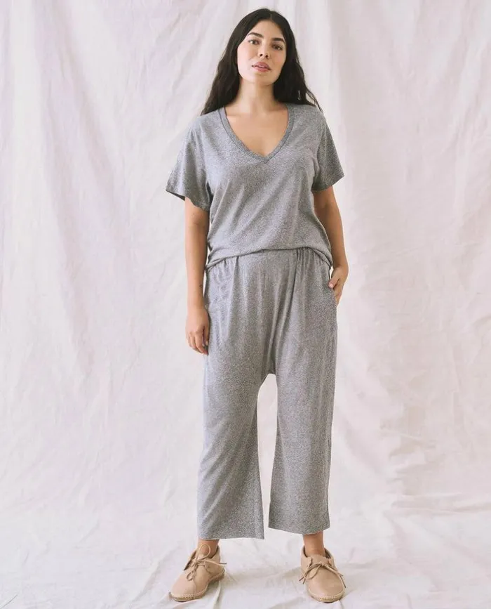 Tees and Sweats The Great The VNeck Tee Heather Grey