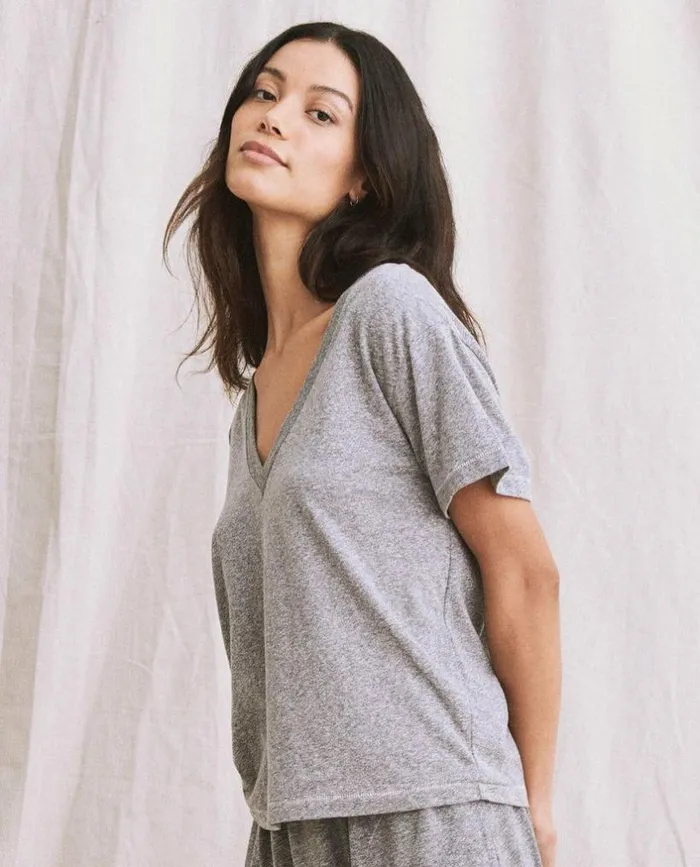 Tees and Sweats The Great The VNeck Tee Heather Grey