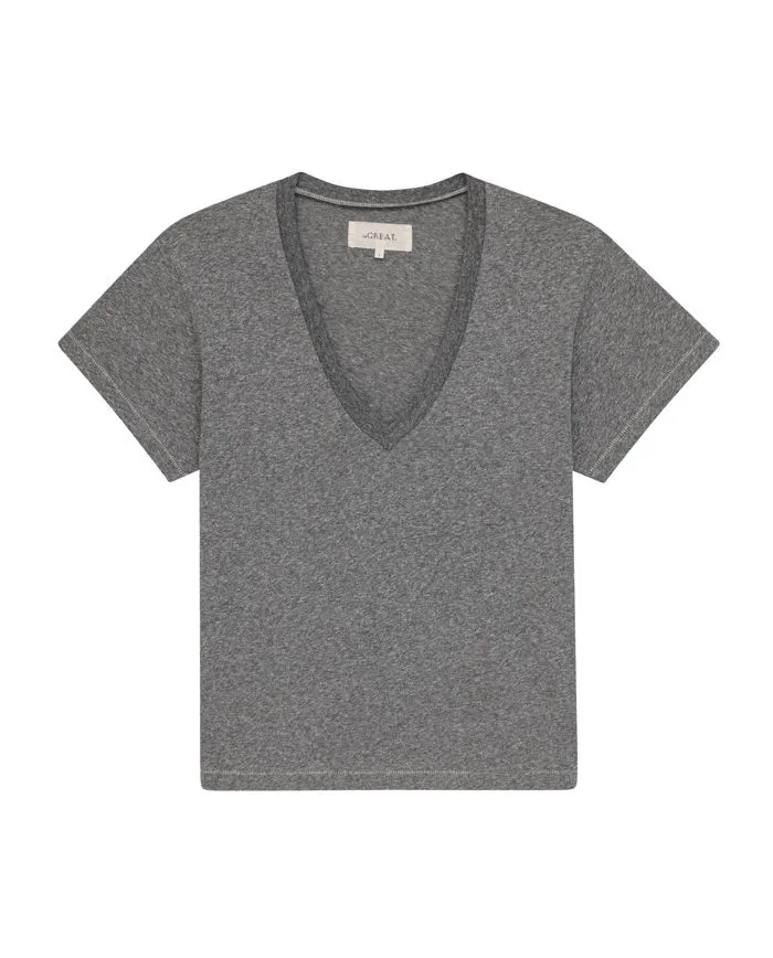 Tees and Sweats The Great The VNeck Tee Heather Grey
