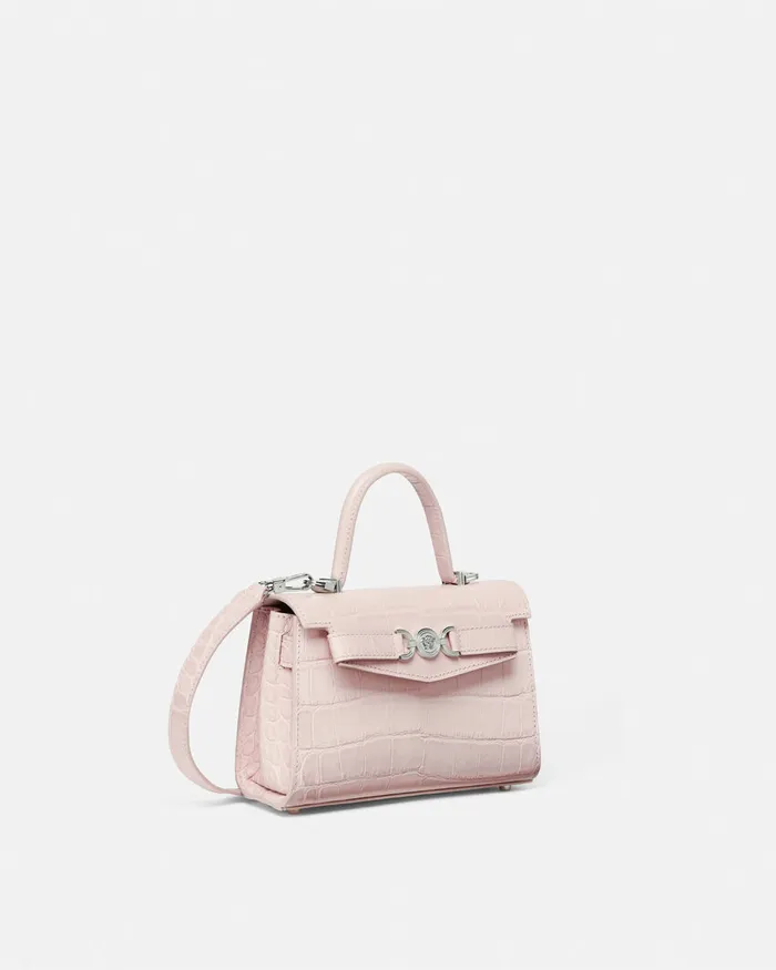 Top Handle Women Versace CrocEffect Medusa 03995 Small Handbag Light Pink