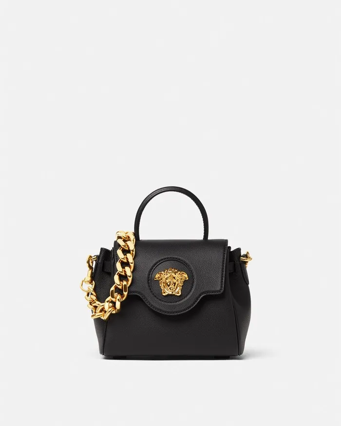 Top Handle Women Versace La Medusa Small Handbag Black