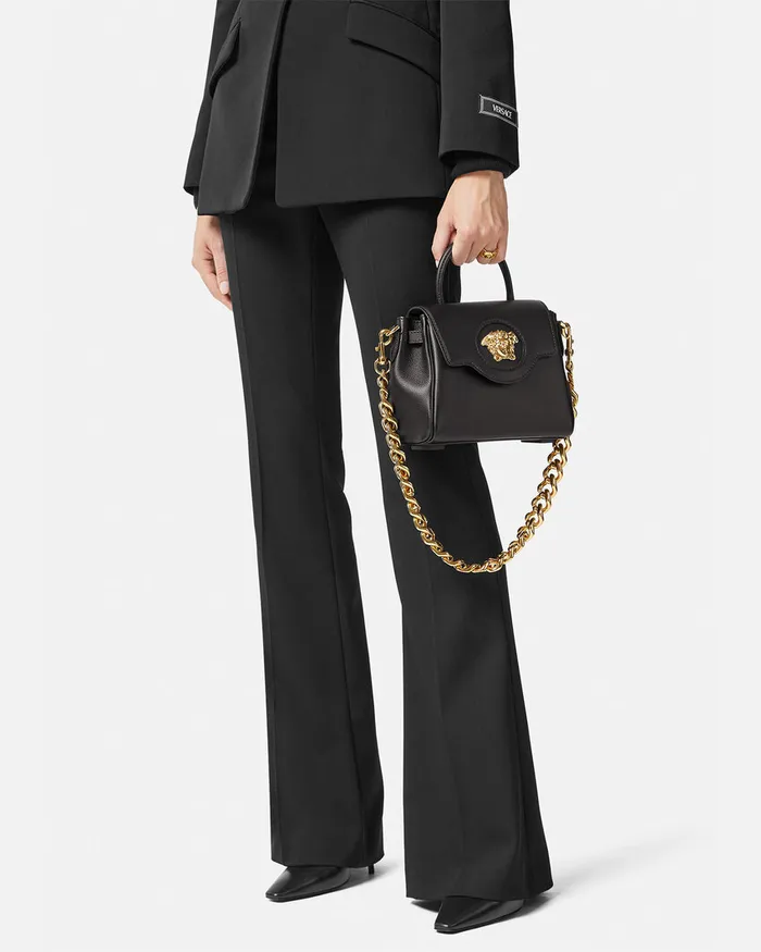 Top Handle Women Versace La Medusa Small Handbag Black