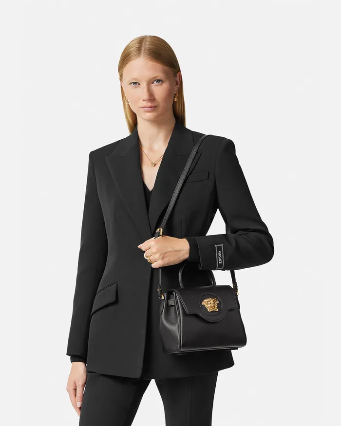 Top Handle Women Versace La Medusa Small Handbag Black