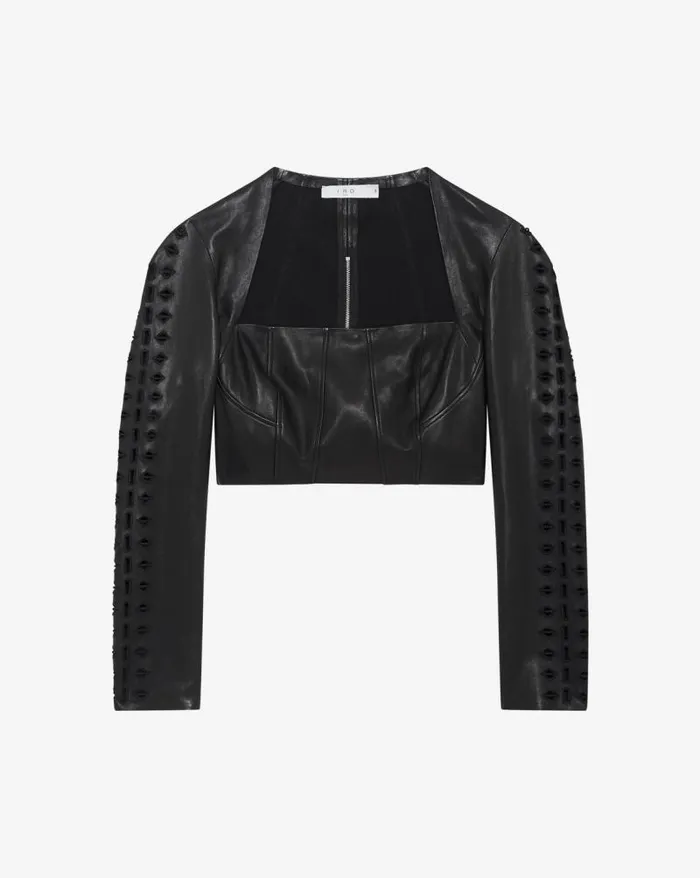 Tops and Shirts Women IRO ADA LEATHER EMBROIDERED CROPPED TOP