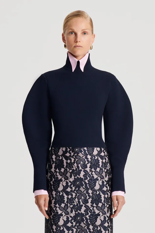 Tops CREPE KNIT COCOON SLEEVE SWEATER NAVY 8211 Scanlan Theodore Women Tops CREPE KNIT COCOON SLEEVE SWEATER NAVY 8211 Scanlan Theodore Women