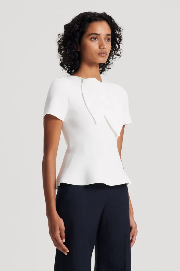 Tops CREPE KNIT CRAVAT TOP CREAM 8211 Scanlan Theodore Women