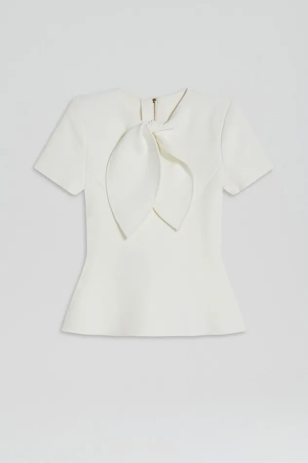 Tops CREPE KNIT CRAVAT TOP CREAM 8211 Scanlan Theodore Women