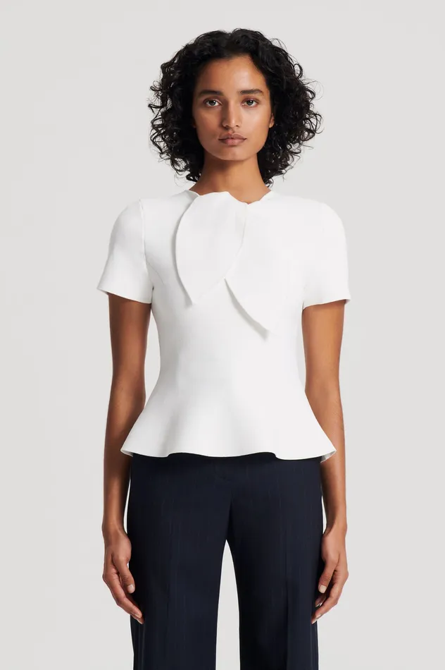 Tops CREPE KNIT CRAVAT TOP CREAM 8211 Scanlan Theodore Women