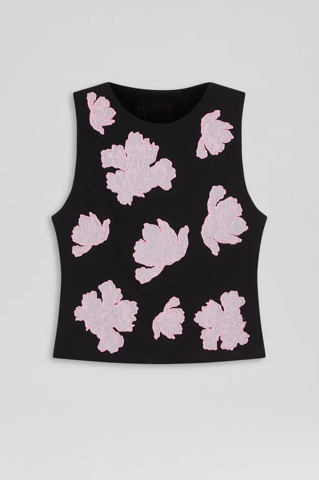 Tops Scanlan Theodore Women EMBROIDERED FLORAL MESH TOP BLACKPINK Tops Scanlan Theodore Women EMBROIDERED FLORAL MESH TOP BLACKPINK