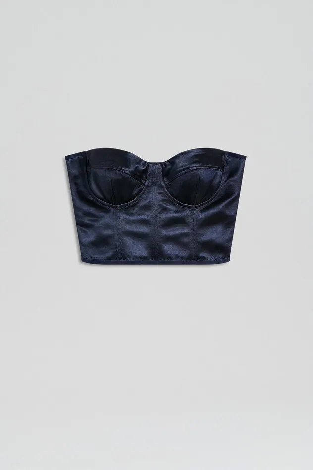 Tops Women Scanlan Theodore FRENCH SATIN BUSTIER INK Tops Women Scanlan Theodore FRENCH SATIN BUSTIER INK
