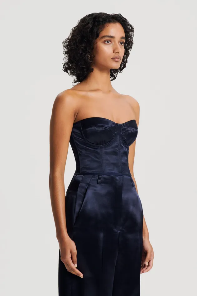 Tops Women Scanlan Theodore FRENCH SATIN BUSTIER INK Tops Women Scanlan Theodore FRENCH SATIN BUSTIER INK