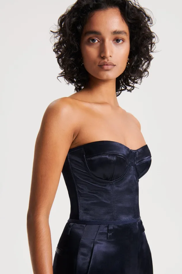Tops Women Scanlan Theodore FRENCH SATIN BUSTIER INK Tops Women Scanlan Theodore FRENCH SATIN BUSTIER INK
