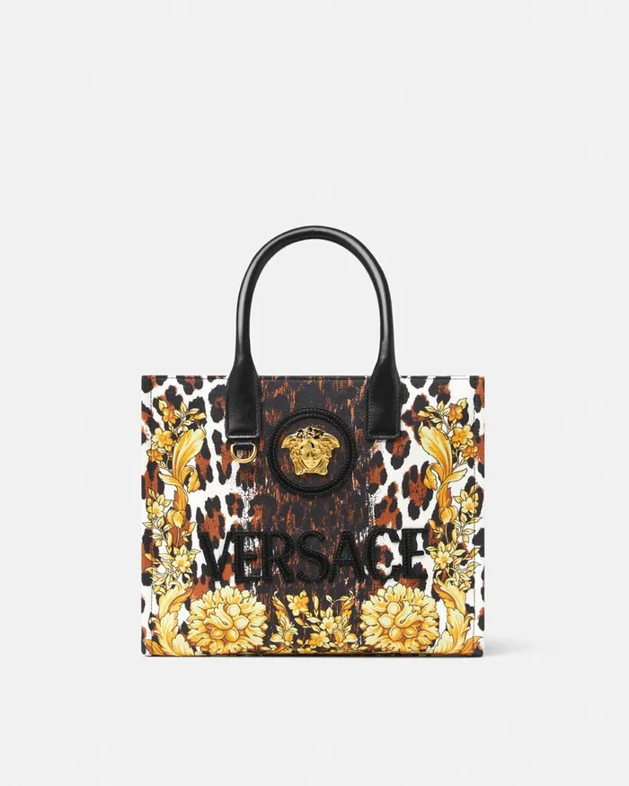 Totes Women Versace Wild Barocco Canvas Small Tote Bag Print