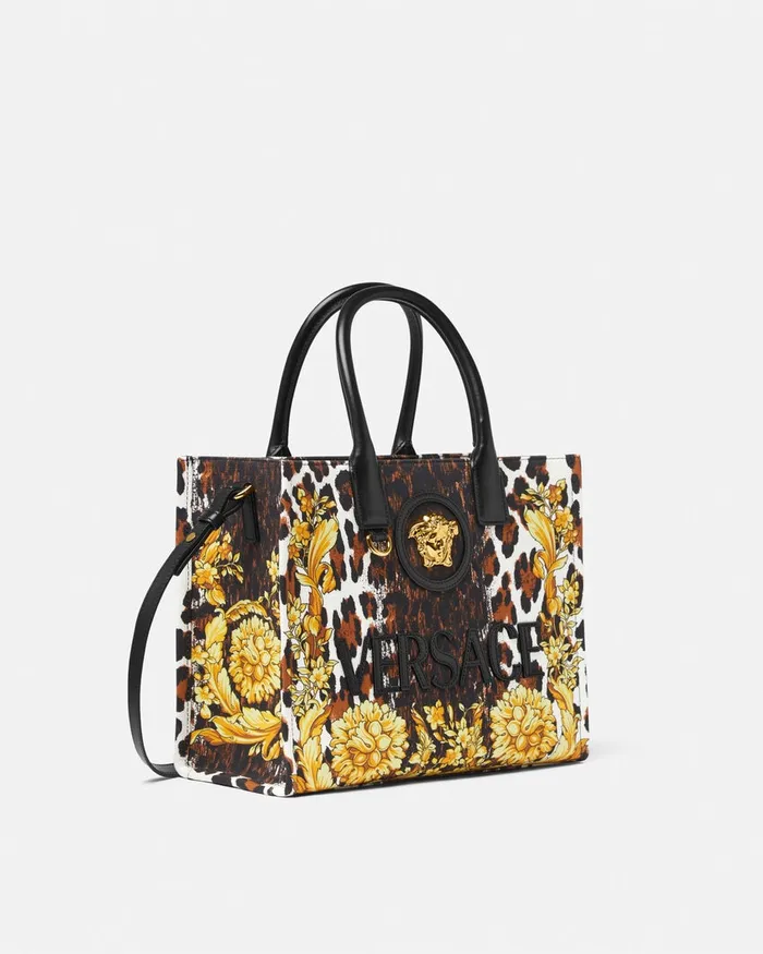 Totes Women Versace Wild Barocco Canvas Small Tote Bag Print