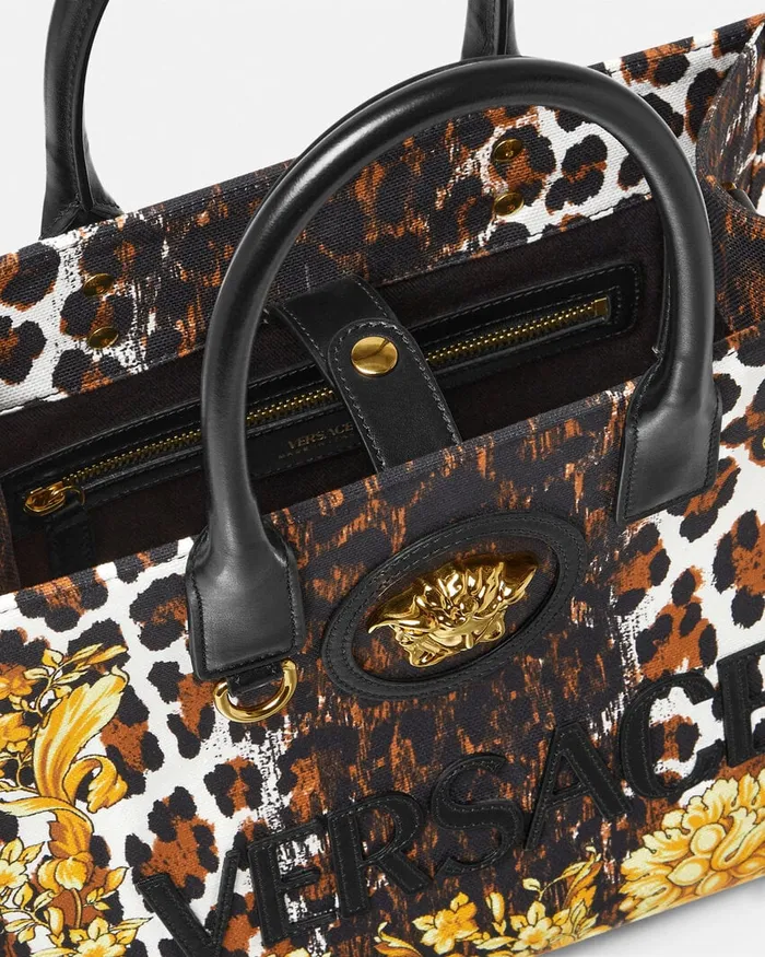 Totes Women Versace Wild Barocco Canvas Small Tote Bag Print