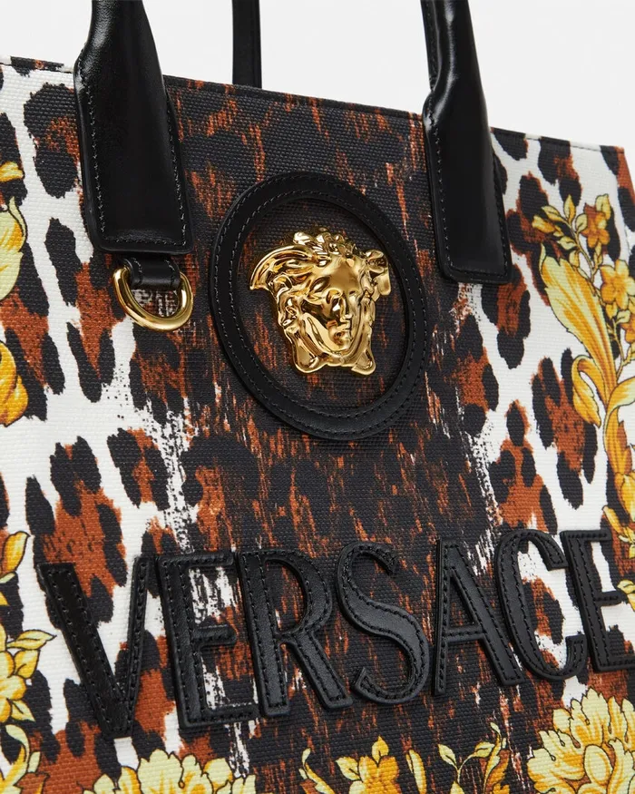 Totes Women Versace Wild Barocco Canvas Small Tote Bag Print