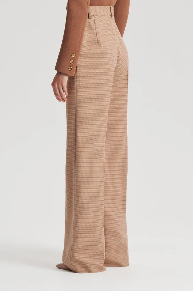 Trousers Scanlan Theodore Women PLAID TAILORED TROUSER CARAMEL Trousers Scanlan Theodore Women PLAID TAILORED TROUSER CARAMEL