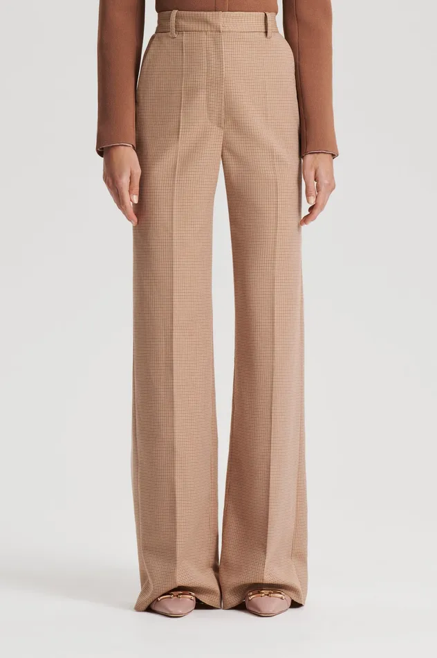 Trousers Scanlan Theodore Women PLAID TAILORED TROUSER CARAMEL Trousers Scanlan Theodore Women PLAID TAILORED TROUSER CARAMEL