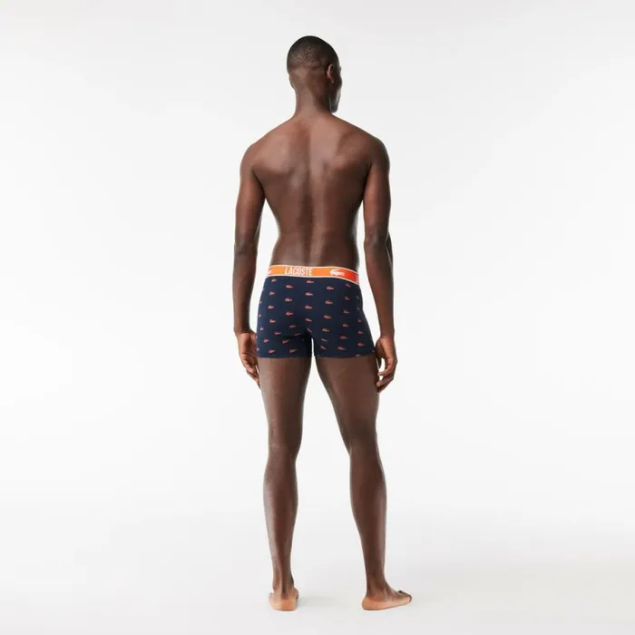 Underwear and Socks Men Lacoste Men039s Recycled Polyester Jersey Trunk 3Pack Navy Blue Orange Navy Blue Rdi