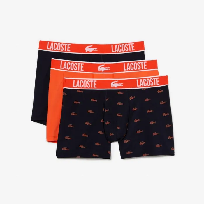 Underwear and Socks Men Lacoste Men039s Recycled Polyester Jersey Trunk 3Pack Navy Blue Orange Navy Blue Rdi