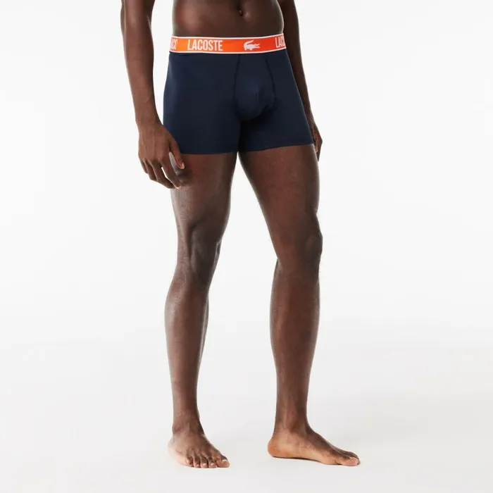 Underwear and Socks Men Lacoste Men039s Recycled Polyester Jersey Trunk 3Pack Navy Blue Orange Navy Blue Rdi
