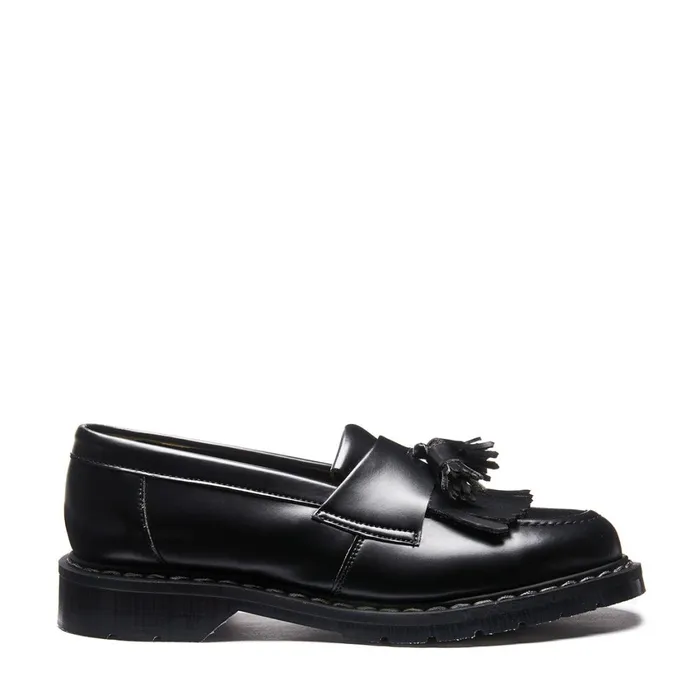 Vegan Solovair Loafers Black Vegan HiShine Tassel Loafer