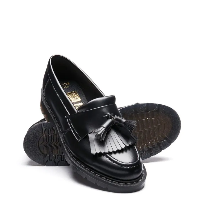 Vegan Solovair Loafers Black Vegan HiShine Tassel Loafer