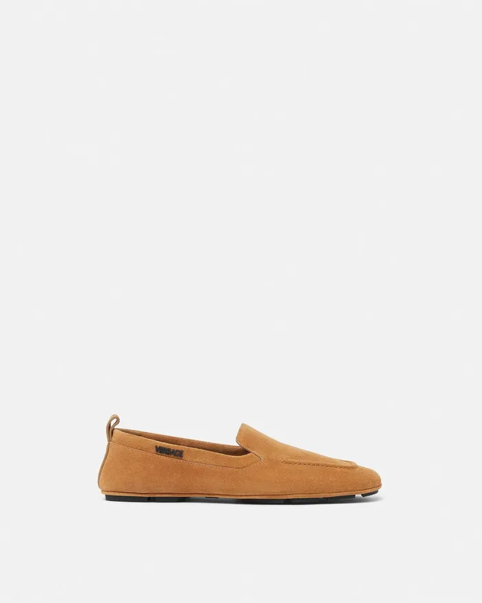 Villa Men Versace Villa Suede Driver Shoes Brown