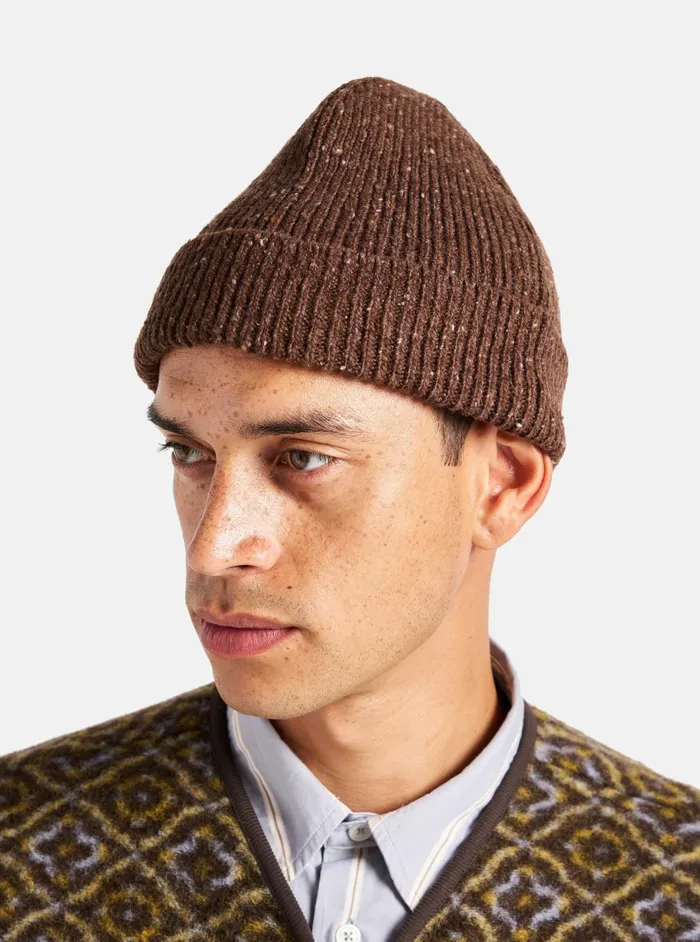 Watch Cap In Brown Tweed Knit Men Universal Works Hats