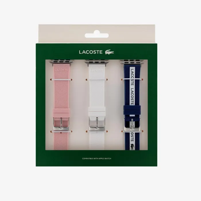 Watches MenWomen Lacoste Unisex Apple Watch Strap Gift Set Black 000