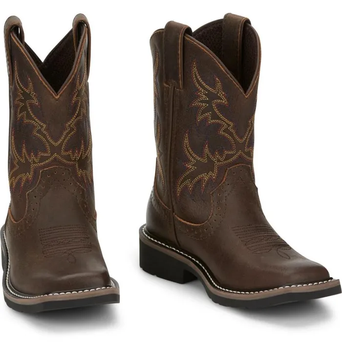 Western Kids Justin Boots Cattleman Western Boot Brown