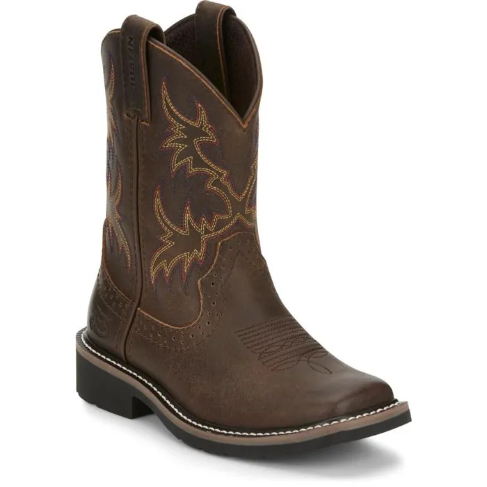 Western Kids Justin Boots Cattleman Western Boot Brown