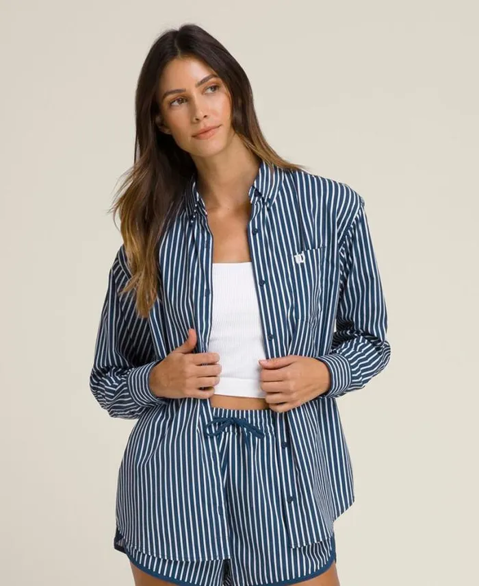 Wilson Outerwear Women Classic Button Up 8211 Ensign Blue Bright White