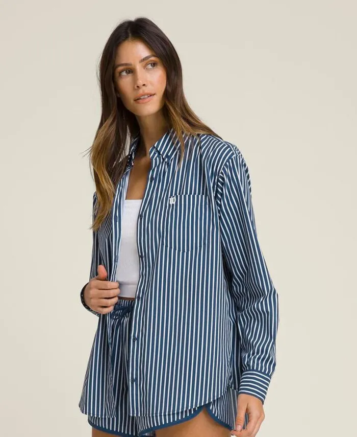 Wilson Outerwear Women Classic Button Up 8211 Ensign Blue Bright White