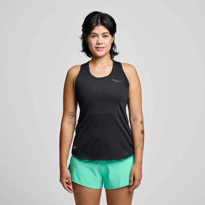 Women8217s Stopwatch Singlet Black Tops Saucony Women