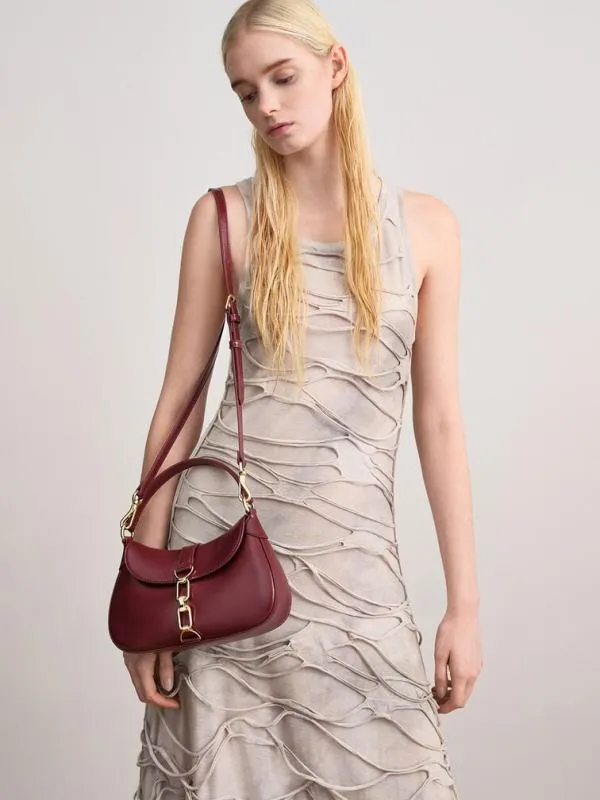 Women Agatha ChainAccent Hobo Bag 8211 Burgundy CHARLES and KEITH Hobo Bags