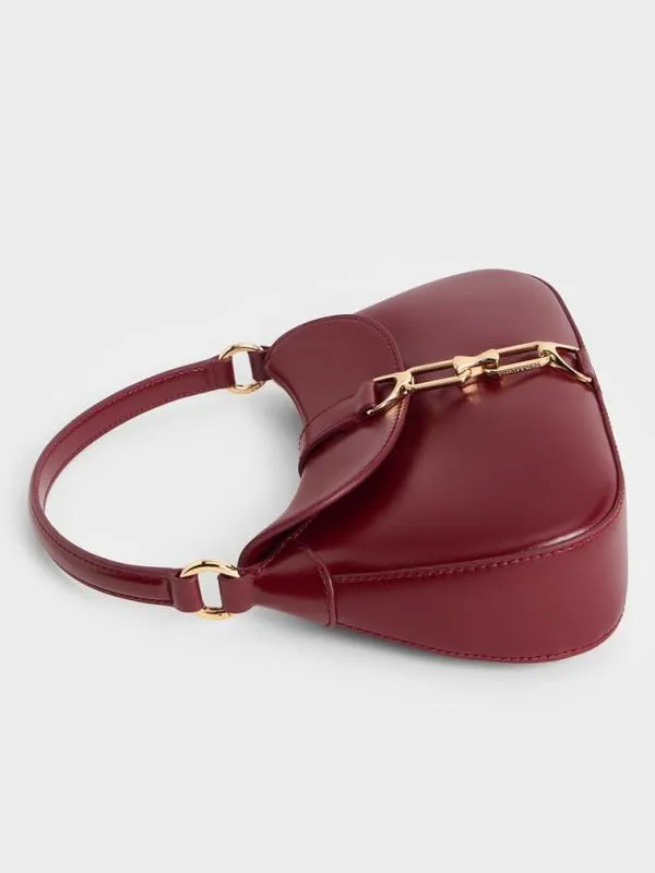 Women Agatha ChainAccent Hobo Bag 8211 Burgundy CHARLES and KEITH Hobo Bags