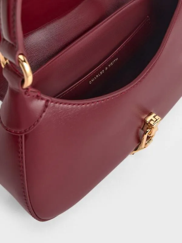 Women Agatha ChainAccent Hobo Bag 8211 Burgundy CHARLES and KEITH Hobo Bags