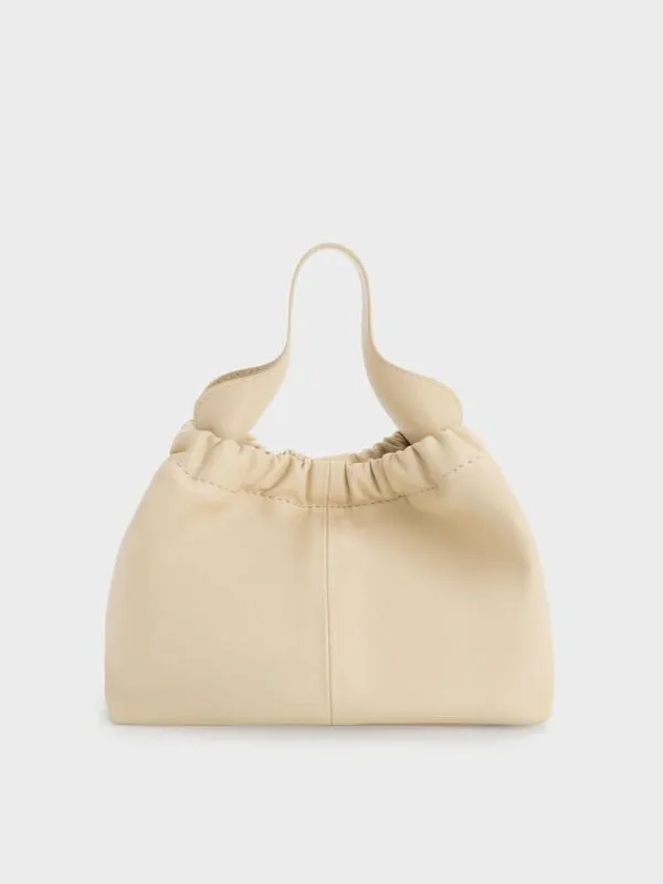 Women Ally Ruched Slouchy ChainHandle Bag 8211 Beige CHARLES and KEITH Slouchy Bags Women Ally Ruched Slouchy ChainHandle Bag 8211 Beige CHARLES and KEITH Slouchy Bags