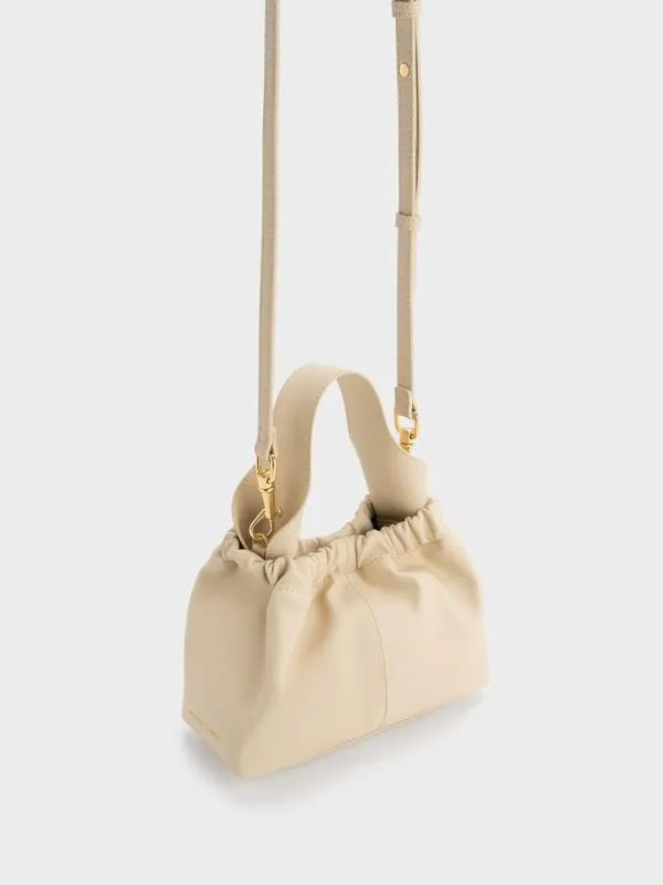 Women Ally Ruched Slouchy ChainHandle Bag 8211 Beige CHARLES and KEITH Slouchy Bags