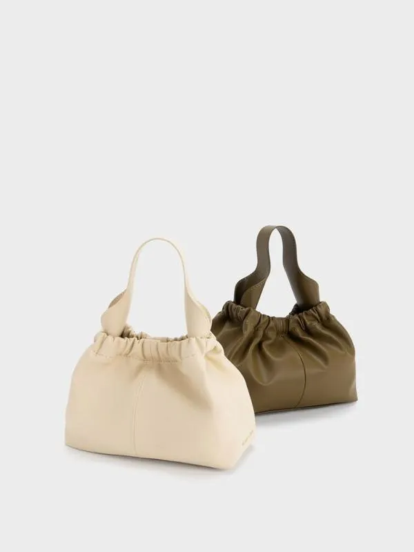 Women Ally Ruched Slouchy ChainHandle Bag 8211 Beige CHARLES and KEITH Slouchy Bags