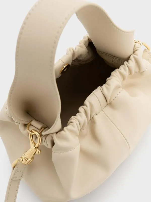 Women Ally Ruched Slouchy ChainHandle Bag 8211 Beige CHARLES and KEITH Slouchy Bags