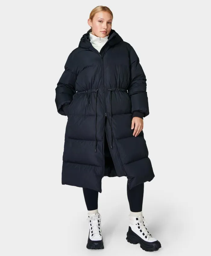 Women Alto Longline Puffer Coat Night Black Sweaty Betty Coats and Jackets
