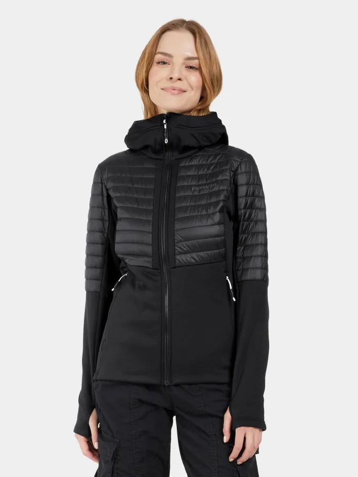 Women Annema FullZip Black Didriksons Hybrid Jackets