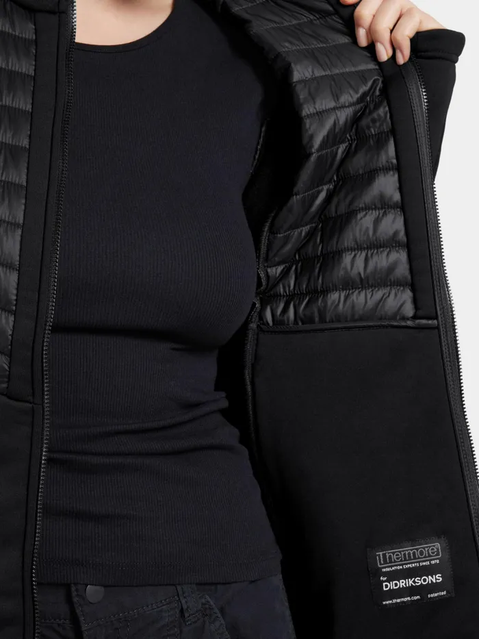 Women Annema FullZip Black Didriksons Hybrid Jackets