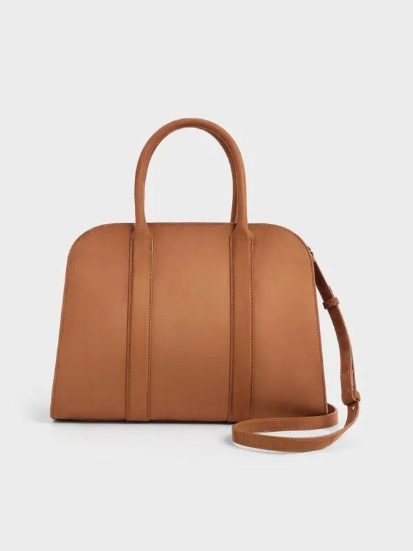 Women Axel Faux Suede Bowling Bag 8211 Brown CHARLES and KEITH Crossbody Bags