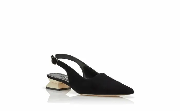 Women Black And Ivory Suede Slingback Mules Manolo Blahnik Pumps