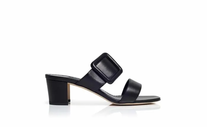 Women Black Nappa Leather Open Toe Mules Manolo Blahnik Mules